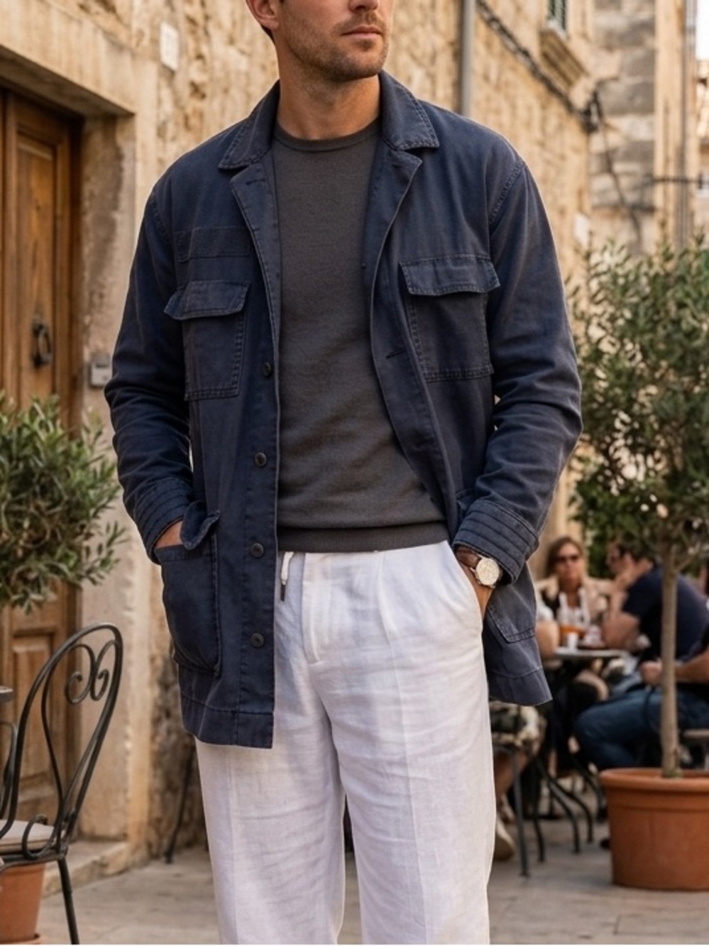 BDG Linen Bland Men’s Urban Outfitters Military Blue  Field Utility Jacket Sz S